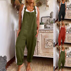 Plus Size Womens Cotton Linen Jumpsuit Playsuit Overall Romper Dungaree Trousers