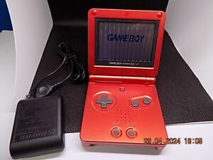 New ListingVintage  Nintendo GAME BOY ADVANCE SP - MODEL AGS-001 FLAME RED  With Rhino Skin