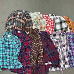 5 Pounds Flannel Wholesale Lot - Multicolor Button-Up Shirts Plaid