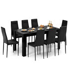Modern Dining Table Set for 8 Kitchen Table Set w/8 PVC Leather Dining Chairs