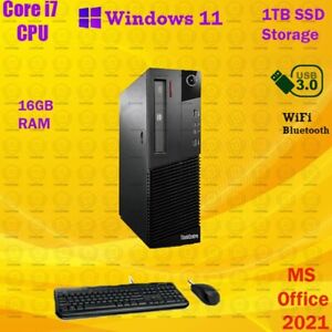 Windows 11 Pro Lenovo i7 1TB SSD 16GB RAM WiFi BT Computer Desktop PC Office21