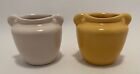 Miniature Art Pottery Vases Lot Of 2 White And Yellow 2 3/4”