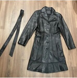 Real Sheepskin soft leather, brand new trench coat, size s