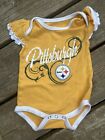 NFL Team Pittsburgh Steelers Baby Girl One Piece/0-3 Mos Ruffle Sleeves