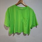 Heart & Hips Large Neon Lime Green Mesh Cropped Short Sleeve Shirt 80s Style