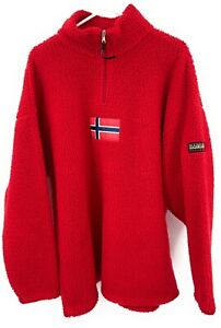 Napapjiri Geographic Red Fleece 1/4 Zip Pullover Norwegian Flag