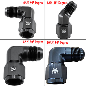 4AN 6AN 8AN 10AN 90 Degree Fitting Female to Male Swivel Adapter Black Aluminum