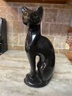 Vintage Black Ceramic Cat With Green Eyes 11