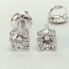 2.00 CT D IF 100% Pure Diamond Studs Earrings 14k Solid Gold  White or Yellow