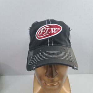FLW Distressed Fishing Adjustable Snapback Mesh Back Cap Hat