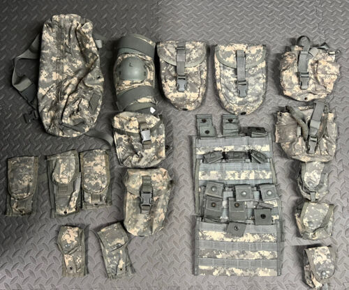 -LOT of 20 ACU Military MOLLE II  Mags/IFAk/elbow Pads/waist Bag/triple Mag