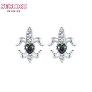 925 Sterling Silver Vintage Iris Stud earrings Fashion Women Jewelry