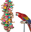Parrot Toys for Large Birds, Multicolored Wooden Blocks Bird Chewing Toy