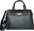Michael Kors Reed Small Belted Satchel MK Logo Leather Crossbody Bag Black