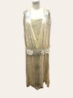 1920 Vintage Antique Lovely Silk Satin & Lace Heavily Beaded Evening Gown