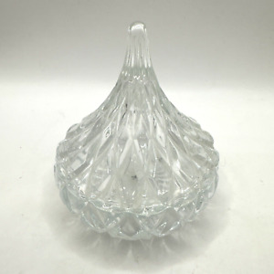 Vintage 1996 H.F.C. Crystal Cut Glass Candy Dish with Lid Hershey Kiss Shape