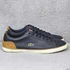 Lacoste Lerond 118 1 Mens Size 13 Sneakers Shoes Navy Blue Tan Leather