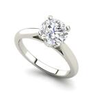 Cathedral Solitaire 3.05 Ct VS2/H Round Cut Diamond Engagement Ring Treated
