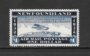 New ListingNEWFOUNDLAND - 1932 WAYZATA AIRMAIL  - MNH VF - $1 DARK BLUE ISSUE