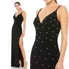 Mac Duggal Rhinestone Embellished Black Formal Evening Gown Dress 6 Small 70232