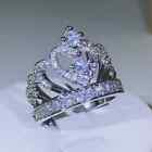 14k White Gold Plated 2Ct Round Cut Real Moissanite Women Crown Engagement Ring