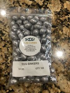 100 Qty 1/2 oz Lead Egg Sinkers, Slip Sinkers Weights FREE SHIPPING