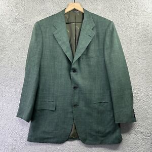 Vintage KITON Blazer Mens US 42 IT 52 Green Wool Linen Classic 1980s Jacket