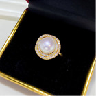 Women's Natural South Sea Pearl Ring 11mm Adjustable Size 18k Gold-Plated AAA
