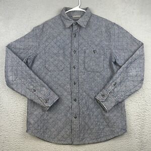 Wallin & Bros Shirt Jacket Mens Large Gray Blue Quilted Wool Blend Lined Shacket