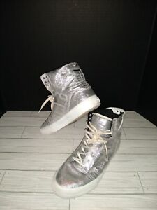 Supra Muska 001 Skytop Metallic Silver Y2K Casual Skateboarding Shoes Size: 10