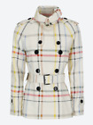 Coach Womens Tattersall Plaid Short Trench Coat Double Breasted Classic Medium