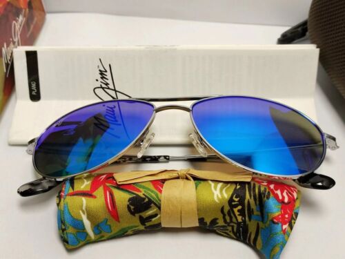 Maui Jim Baby Beach Silver/Blue Hawaii Unisex Polarized Aviator Sunglasses