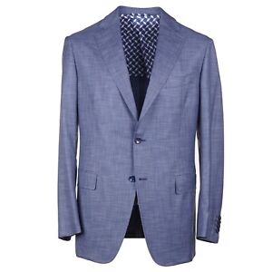 Zilli Trim-Fit Slate Blue Lightweight Wool and Silk Suit 50R (Eu 60) NWT