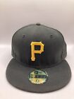 New Era 59FIFTY Pittsburgh Pirates Black Hat Cap Fitted Sz 7 3/8 EC