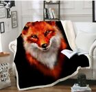 Fox Blanket Decor Soft Plush Sherpa Warm Animal Flowers Fleece Blankets Living