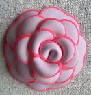 CHANEL Camellia Flower Pin Brooch White Neon Pink