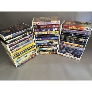 Vintage Lot of 34 VHS Movies Tested Disney, Fox , Warner, Family, Animated