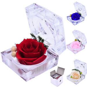 ️Eternal Preserved Real Rose Flower Acrylic Crystal Box Valentine's Day Gift New