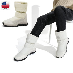 Women Winter Faux Fur Lined Snow Boots Insulated Waterproof Boots OFF WHITE