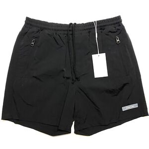 HELMUT LANG Mens Logo Patch Airy Nylon Swim Shorts Trunks Black (MSRP $220)