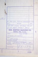 Gorton Vertical Mill Model 2-28 Wiring Diagram 1958
