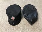 Vintage Knights Templar Masonic Red Cross Visor Hat w/ Protective Cover