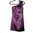 David's bridal plum purple satin one shoulder bridesmaid prom dress size 4 B92