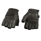 Milwaukee Leather SH850 Men's Black Deerskin Leather Fingerless Gloves Gel Palm