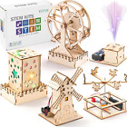 5 in 1 STEM Kits for Kids，Wood Craft Kit for Boys Age 8-12, DIY Science Building