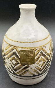 New ListingPottery Craft USA Robert Maxwell Vase Geometric Design with label. MCM