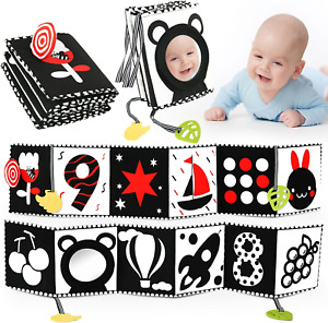 Black and White Baby Book Toys 0 3 6 12 Months Soft High Contrast Cards Sensory