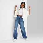 Women's High-Rise Wide Leg Baggy Jeans - Wild Fable Blue 6