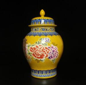 Old Chinese Famille Rose Vase Lid Pot W/flower Qianlong MK 52CM