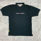 Vintage Tommy Hilfiger Spellout Polo Mens Medium Shirt Athletics Embroidered Blk